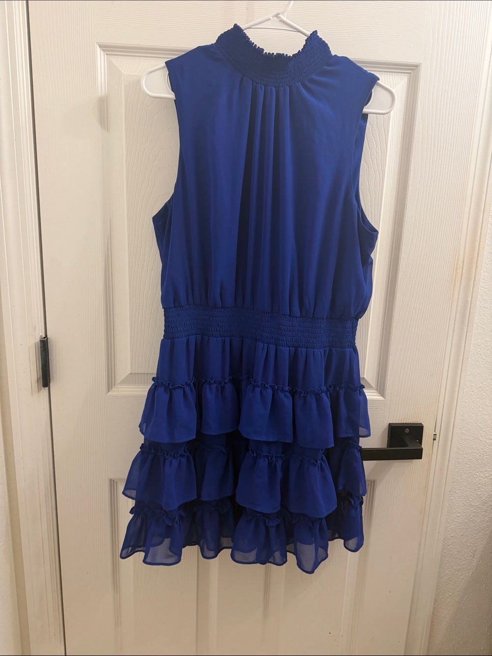 1. State Royal Blue Sleeveless Smocked-Tier Mini Dress